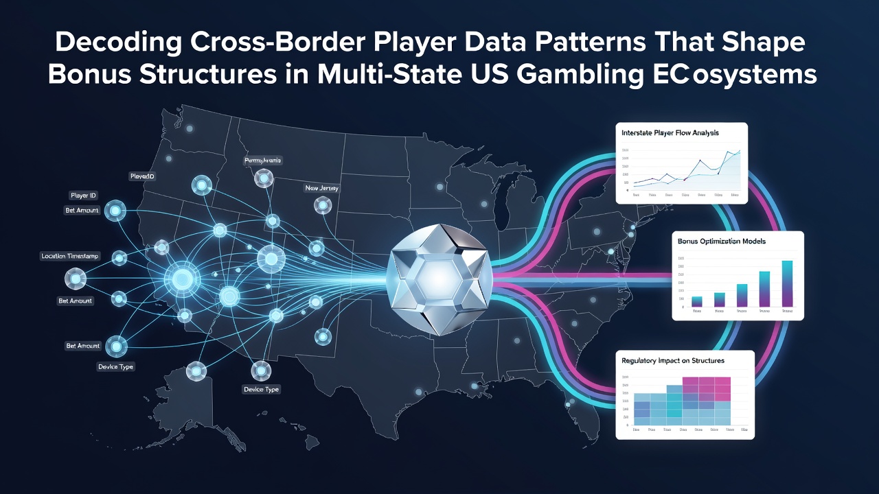 Visualization of cross-border player data flows across US state lines in multi-state gambling networks