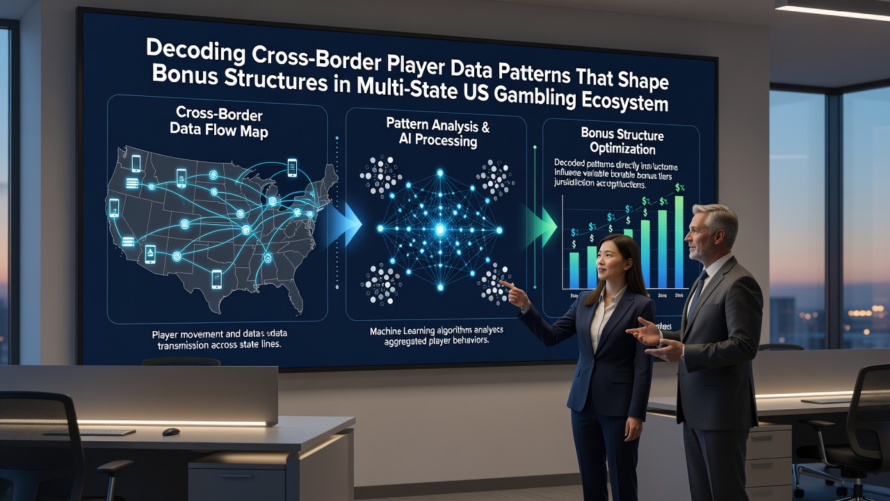 Analytics dashboard displaying player movement patterns and bonus adjustments in US multi-state gambling operations