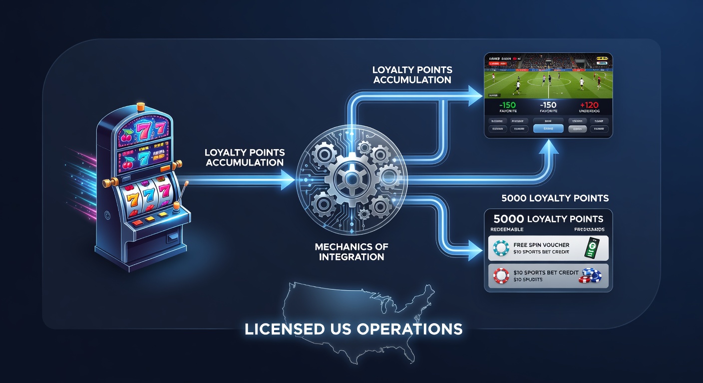 Mobile app screenshot displaying linked loyalty points between casino and sports sections