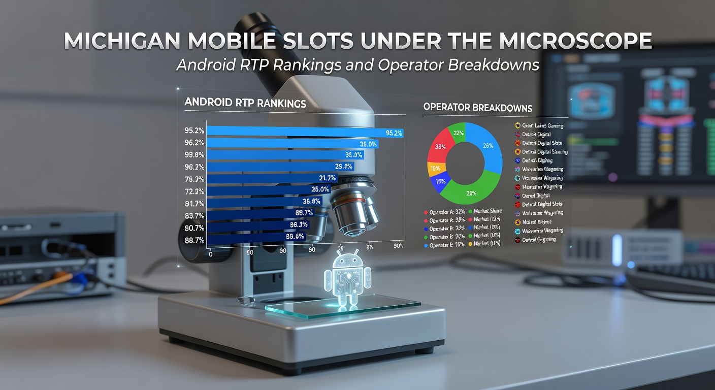Comparative chart graphic displaying RTP percentages for leading Michigan online casino operators on Android devices, with bar graphs and operator logos highlighted
