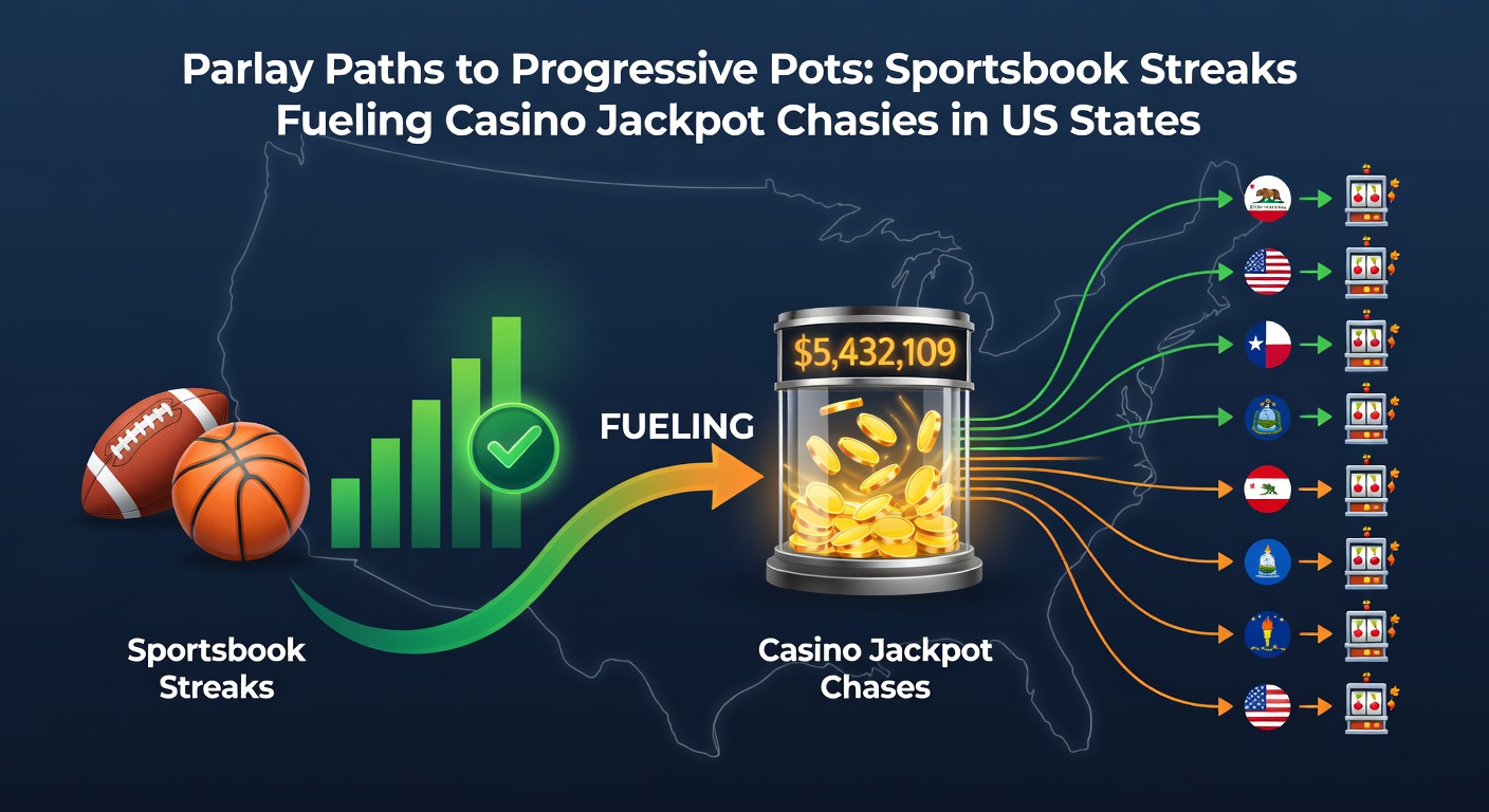 Screenshot of a mobile app displaying a winning parlay payout transitioning to a progressive slot bonus screen with rising jackpot ticker