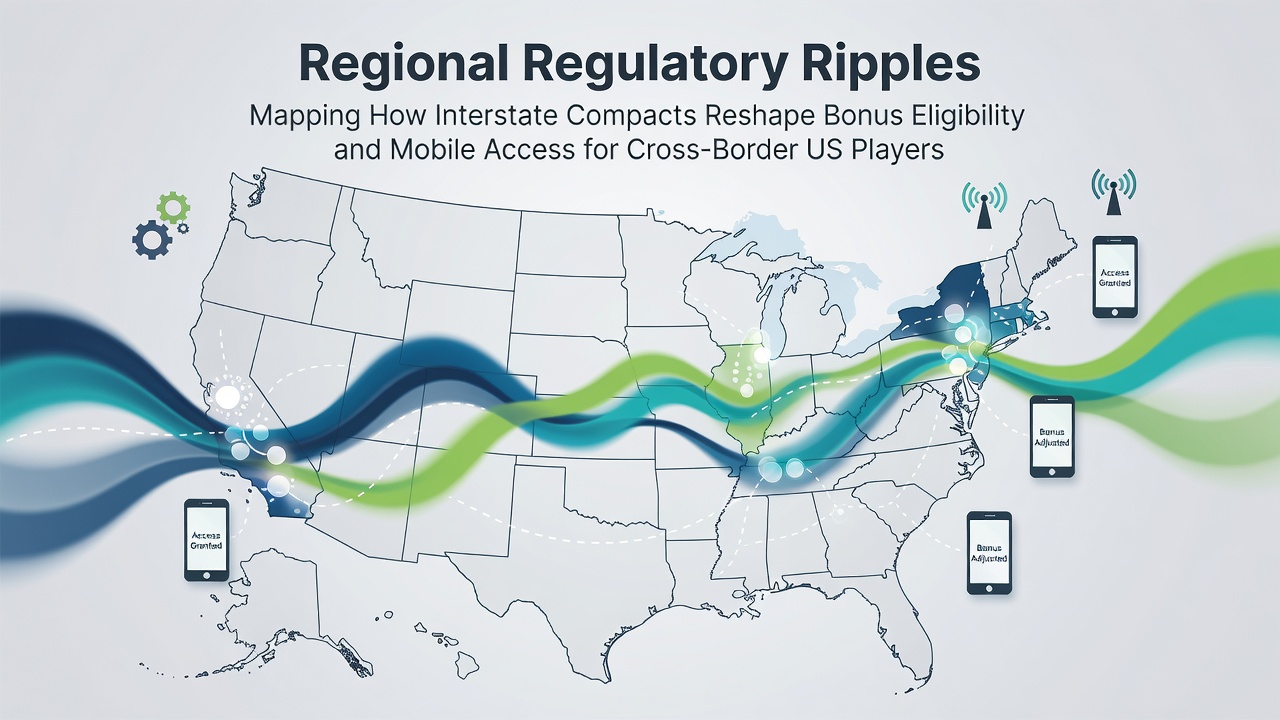 Map showing US interstate compacts and their impact on online gambling regulations across state borders