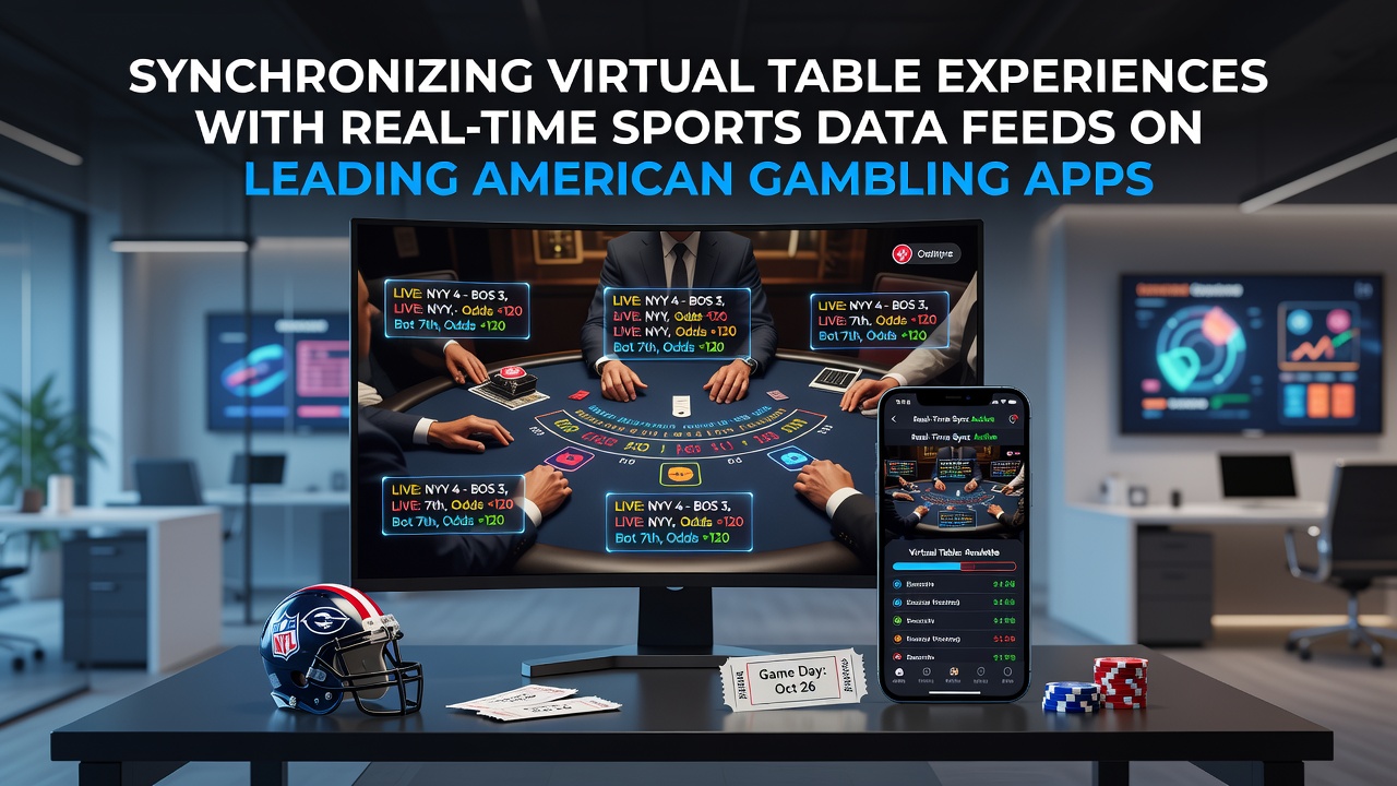 Virtual table interface displaying synchronized sports data overlays during a live American football game on a leading US gambling app