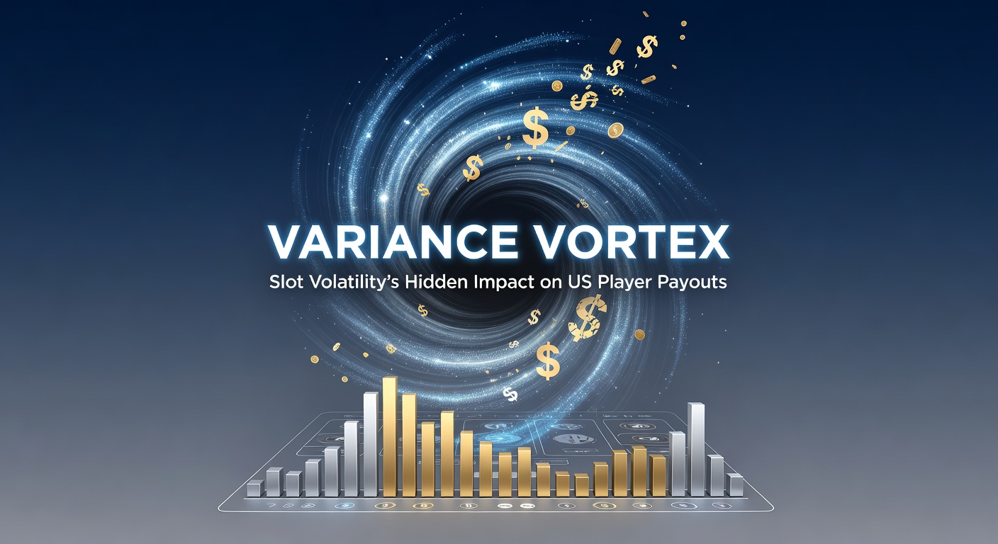 Dynamic slot machine reels spinning with fluctuating payout graphs overlayed, illustrating volatility swings