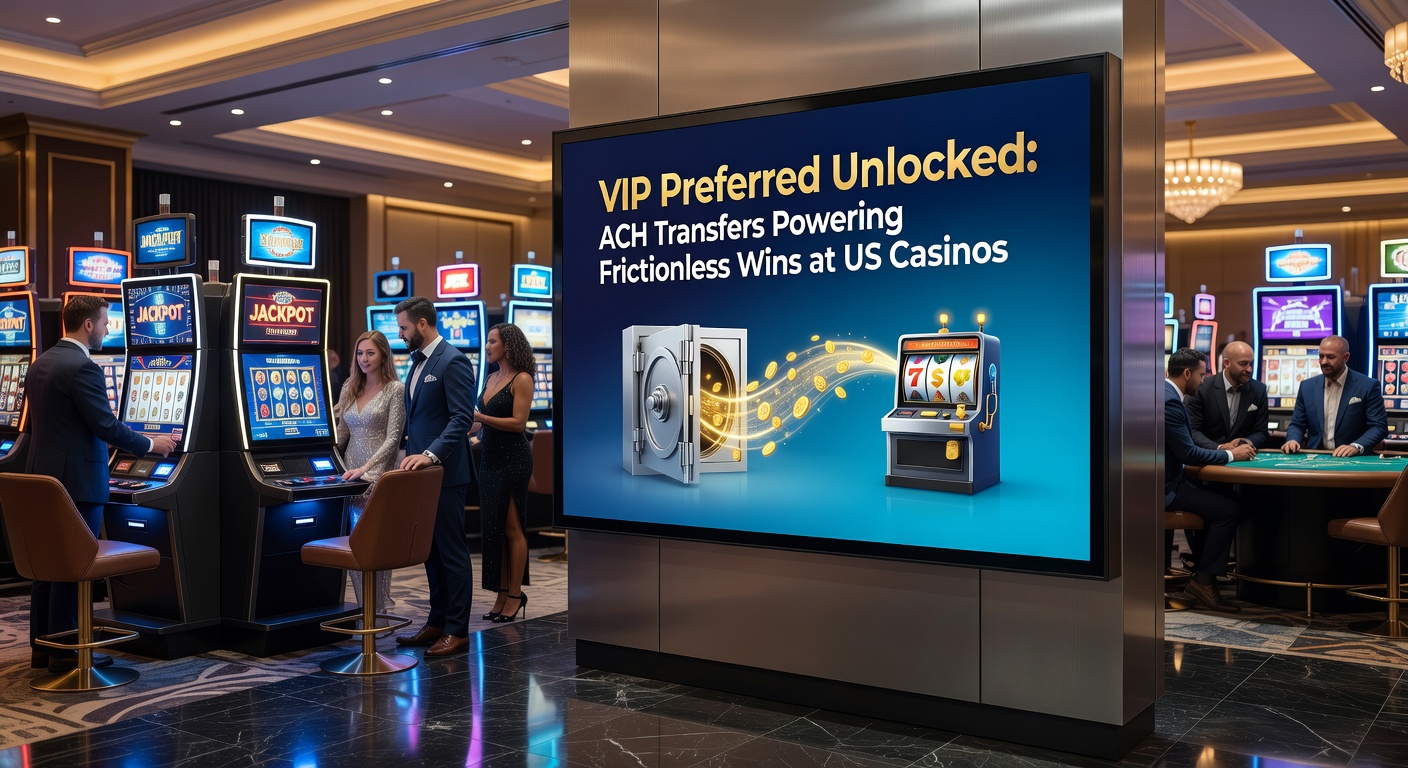 Infographic depicting VIP Preferred dashboard on a mobile device, illustrating quick deposit, withdrawal timelines, and secure bank linkage icons across US maps