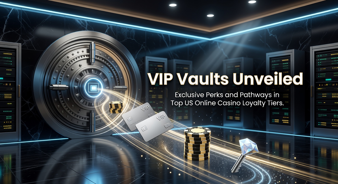 Glowing VIP vault door unlocking exclusive casino rewards in a digital interface, symbolizing elite access in US online loyalty tiers